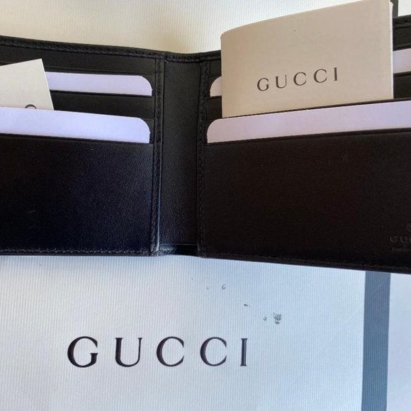 New GUCCI Micro GG NEW Men's Navy bifold - Picture 9 of 11
